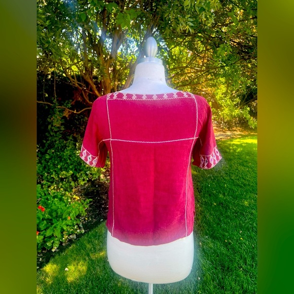 MADEWELL-Embroidered burgundy Women's Top - Picture 5 of 8